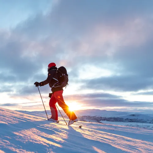 Topptur in sunrise